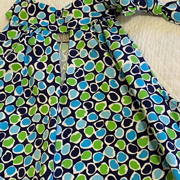 Katherine Way NWT Women’s Dress Carmel Style Halter Size S Geometric Blue Green - Picture 3 of 10
